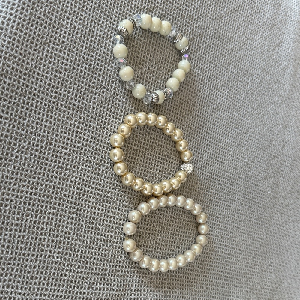 Elegant Faux  Pearl Beaded Bracelets Set